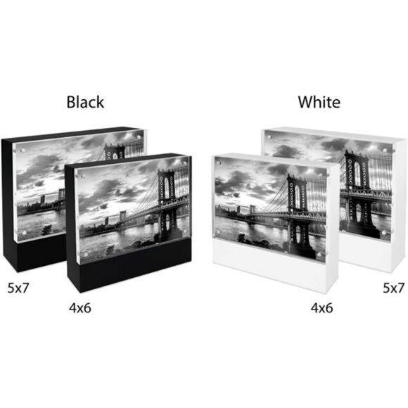 Black wood acrylic magnetic picture frame 4x6 tabletop photo display holder - Picture 6 of 7